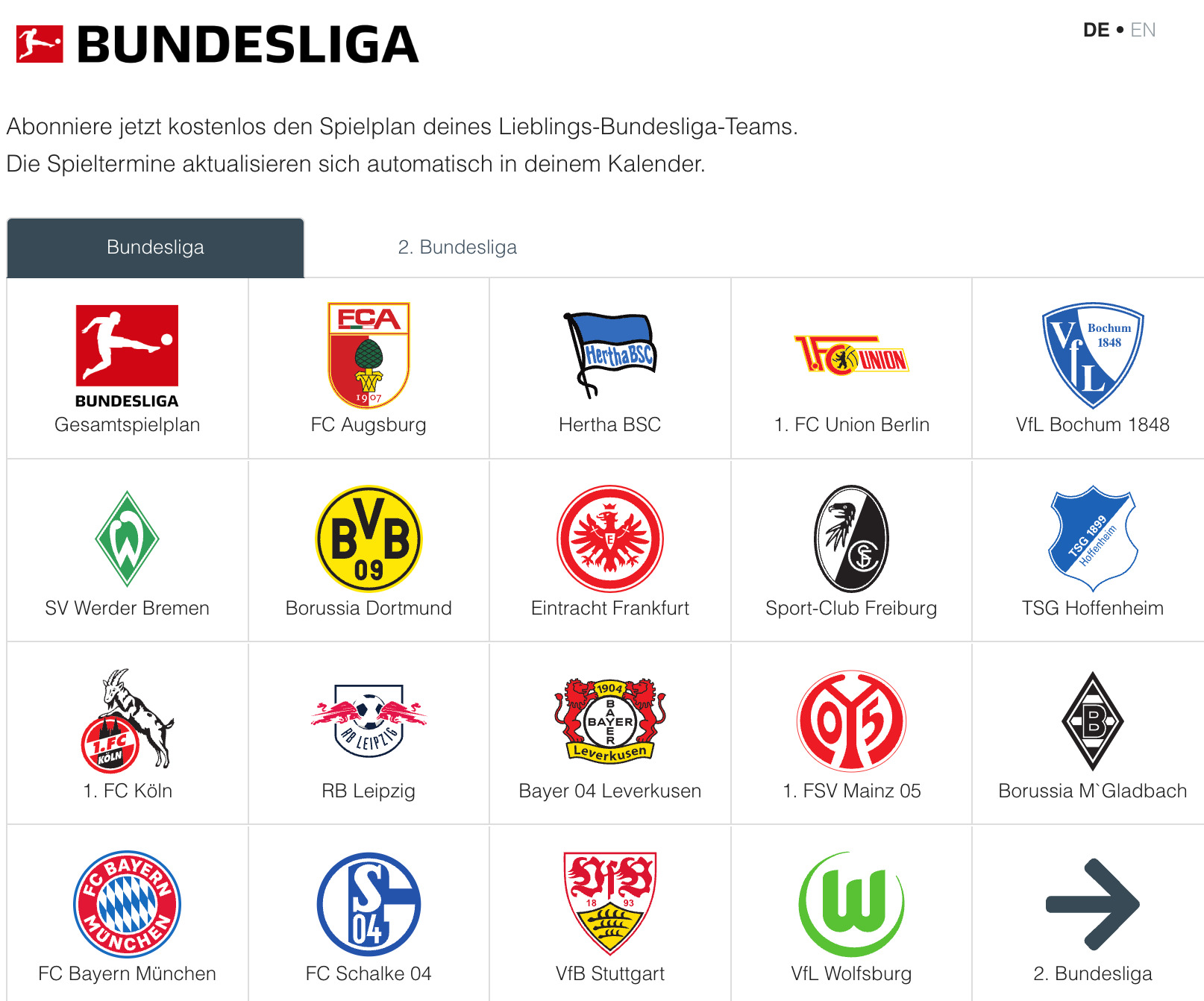Bundesliga Spielplan 2022/23 für Outlook und iCal  Download